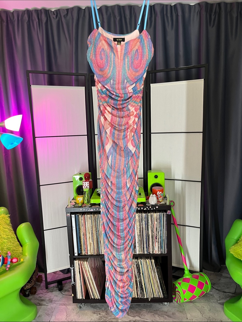 AFRM Multicolor Swirl Maxi Dress — Pink, Blue, Purple